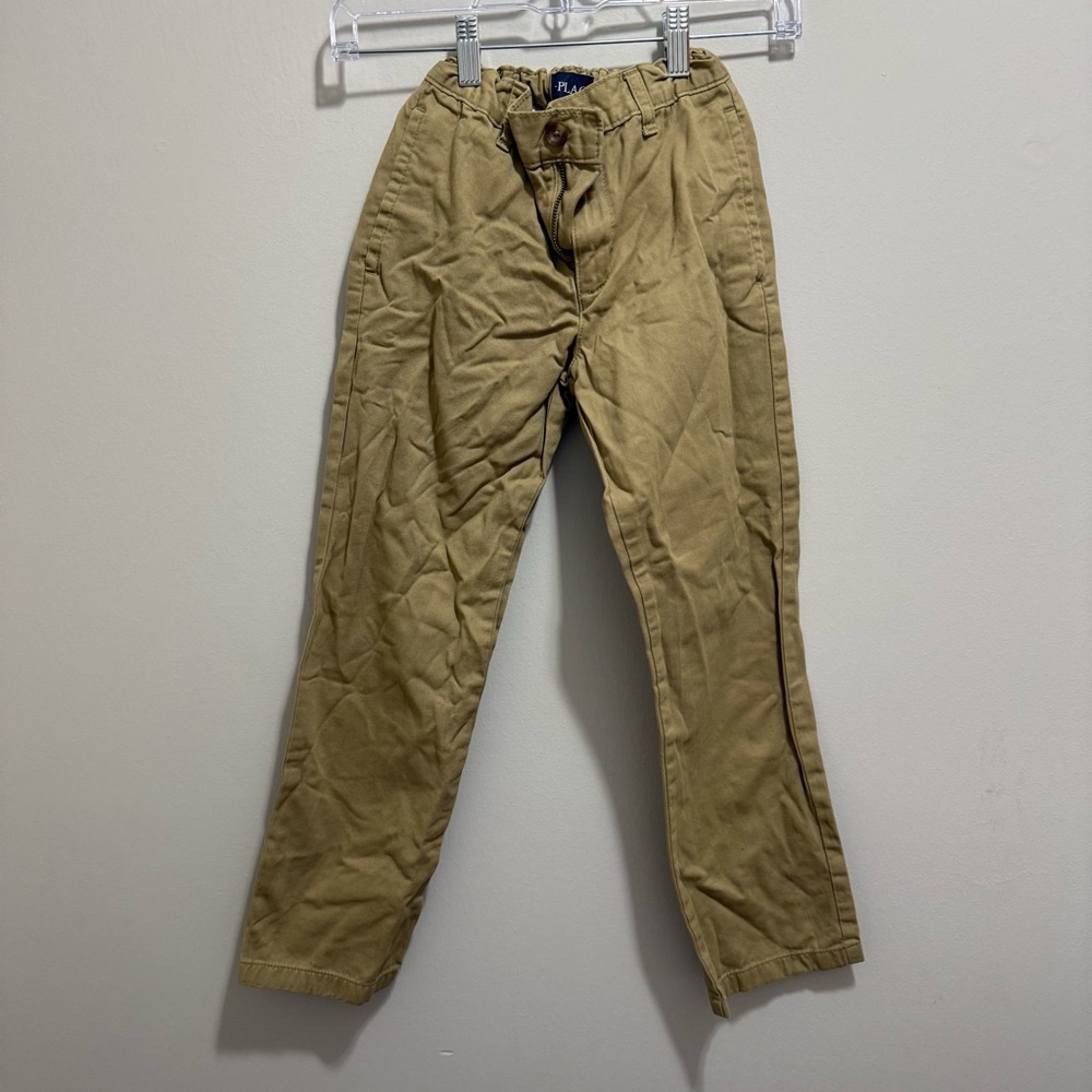 The Children's Place Boys Khaki Pants Beige Cotton Adjustable Waist 8
